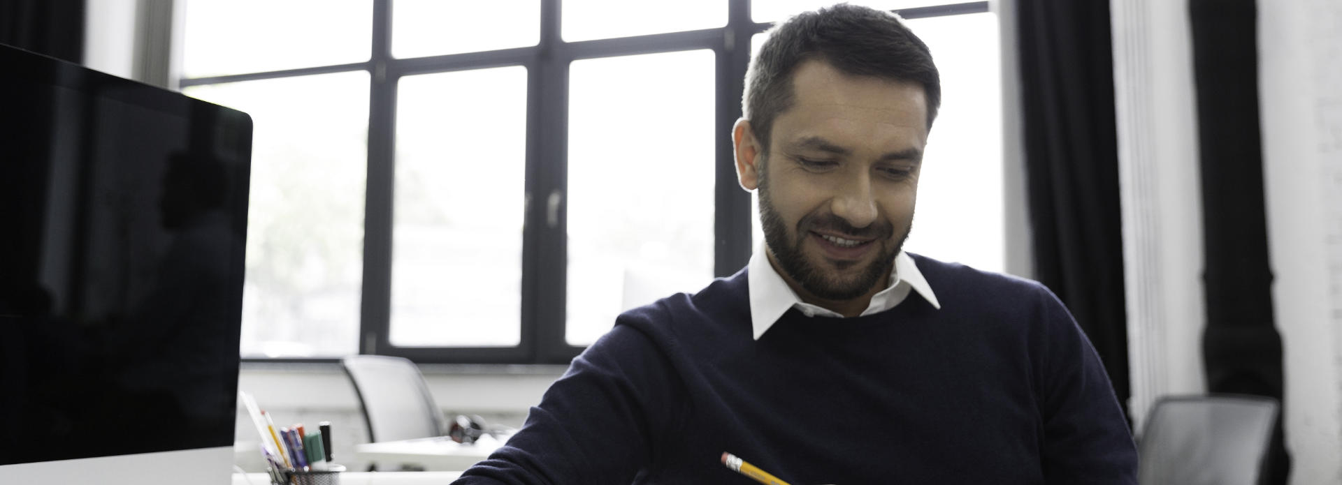 cheerful, smiling man