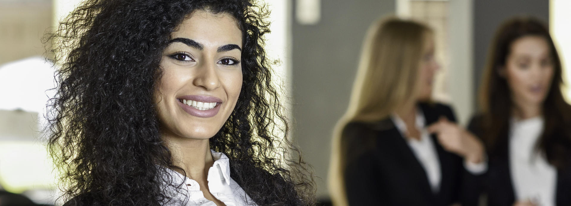 cheerful woman with perfect skin and beautiful smile