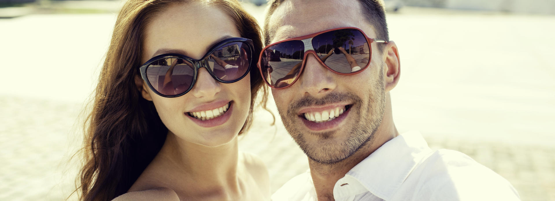 happy couple in sunglasses, beautiful people