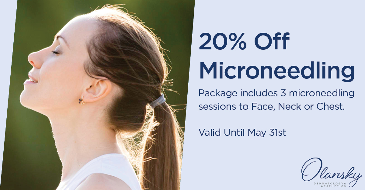20% Off Microneedling! Package includes 3 microneedling sessions to face, neck, or chest. Valid until May 31, 2025.